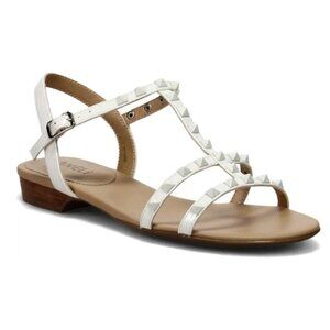 Vaneli Women's (Brunel) White Studded Strappy Leather Sandals Size 10N